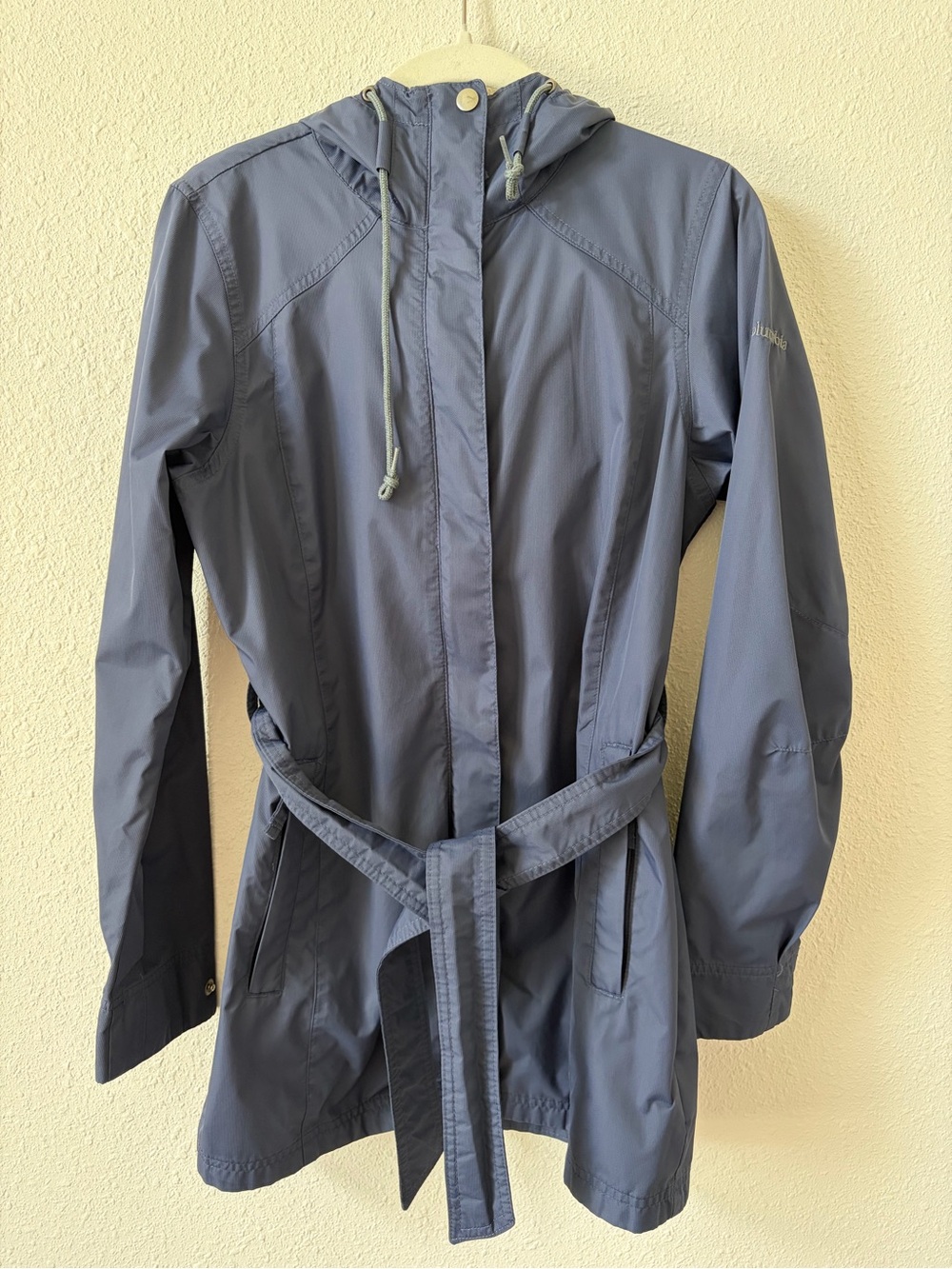 Columbia Pardon My Trench Rain Jacket Womens Small Nocturnal Navy Blue Belted